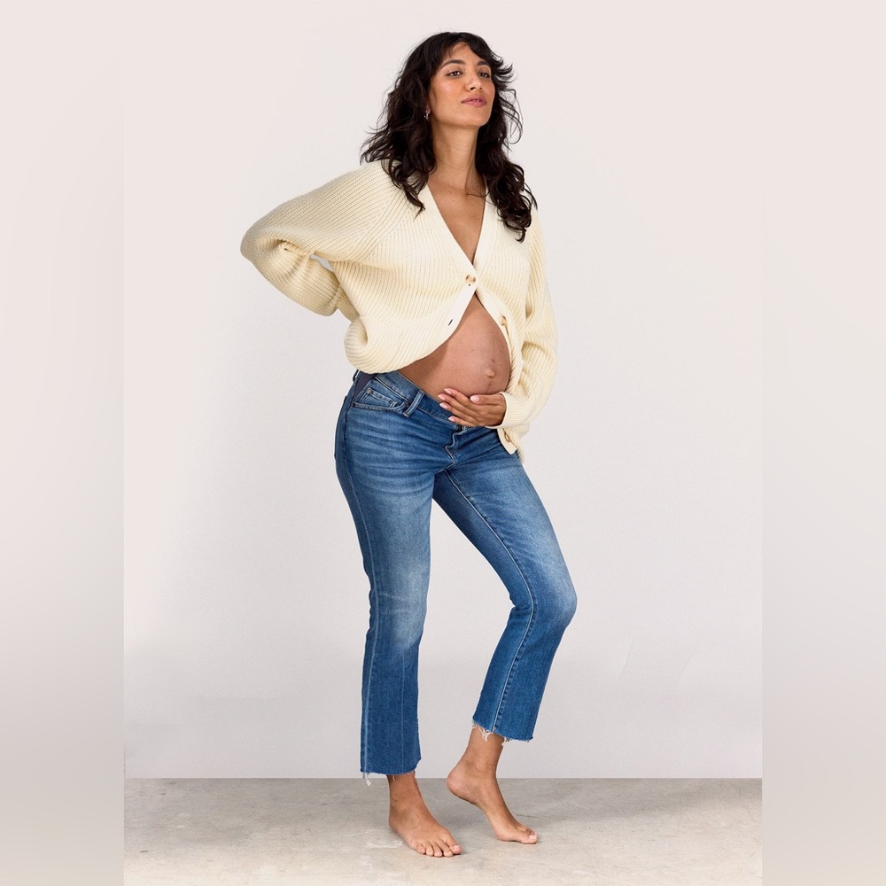 Hatch Mid-Blue Cropped Maternity Jeans